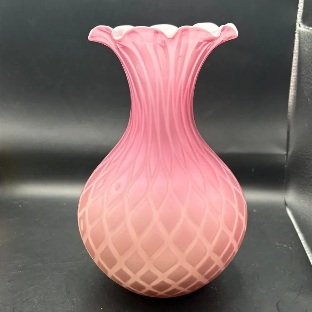 Antique Victorian Mother of Pearl Satin Cased Art Glass Vase